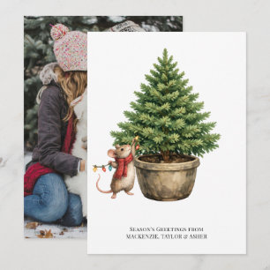 Mouse Christmas Tree Photo and Text Personalised Holiday Card
