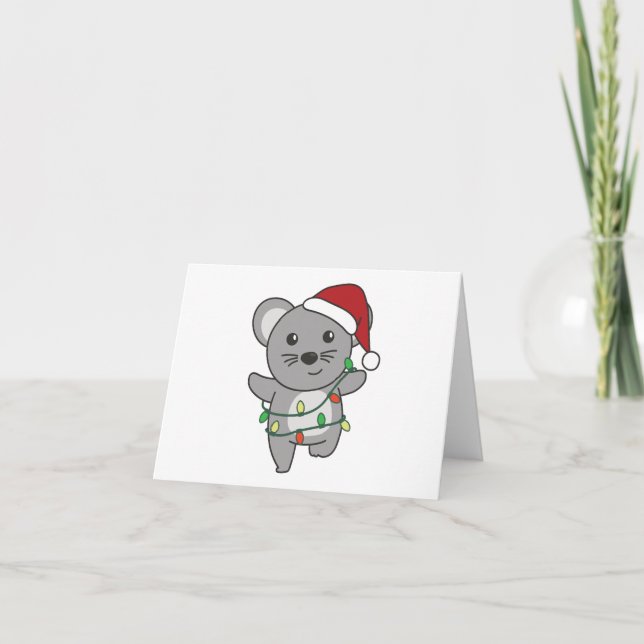 Mouse Christmas Winter Animals Holiday Mice Card (Front)
