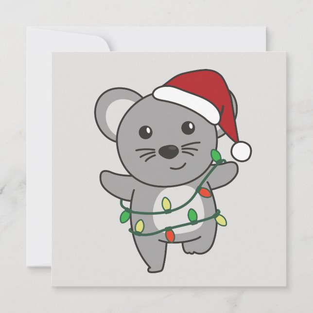 Mouse Christmas Winter Animals Holiday Mice Card (Front)