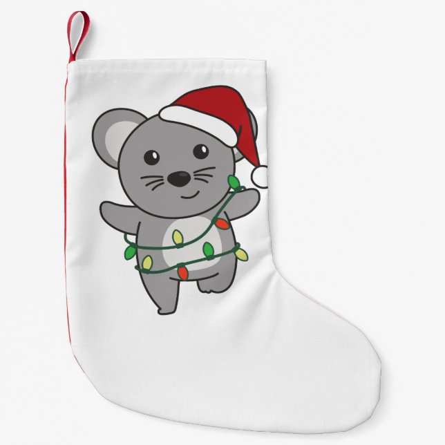 Mouse Christmas Winter Animals Holiday Mice Small Christmas Stocking (Front)