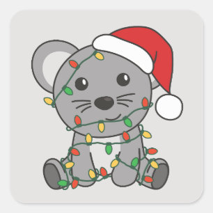 Mouse Christmas Winter Animals Holiday Mice Square Sticker
