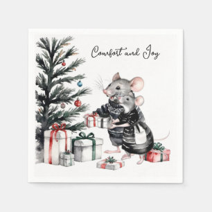 Mouse Couple with Christmas Tree Holiday Napkins