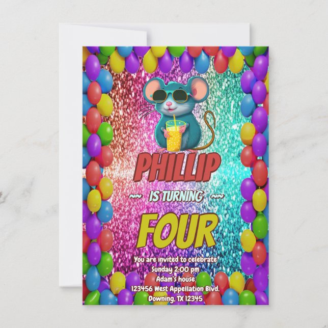Mouse Custom character birthday invite (Front)