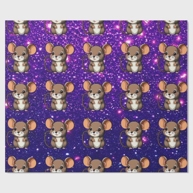 Mouse Cute Charming Themed Character Gift Wrap (Flat)