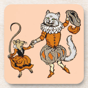 mouse dancing with a cat coaster
