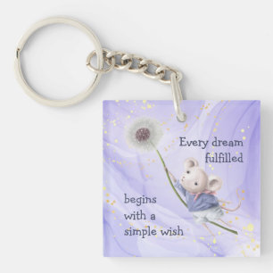 Mouse Dandelion Every Dream Simple Wish Key Ring