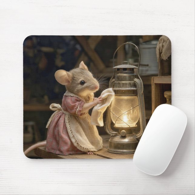 Mouse Dusting an Old Lantern Pad (With Mouse)