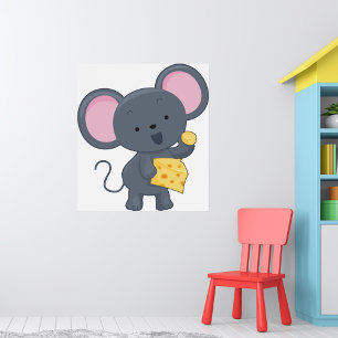 Mouse Eating Cheese Poster
