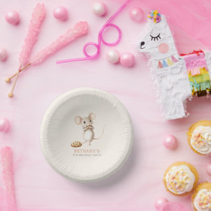 Mouse eating Cookies 5th Birthday Party Paper Plate