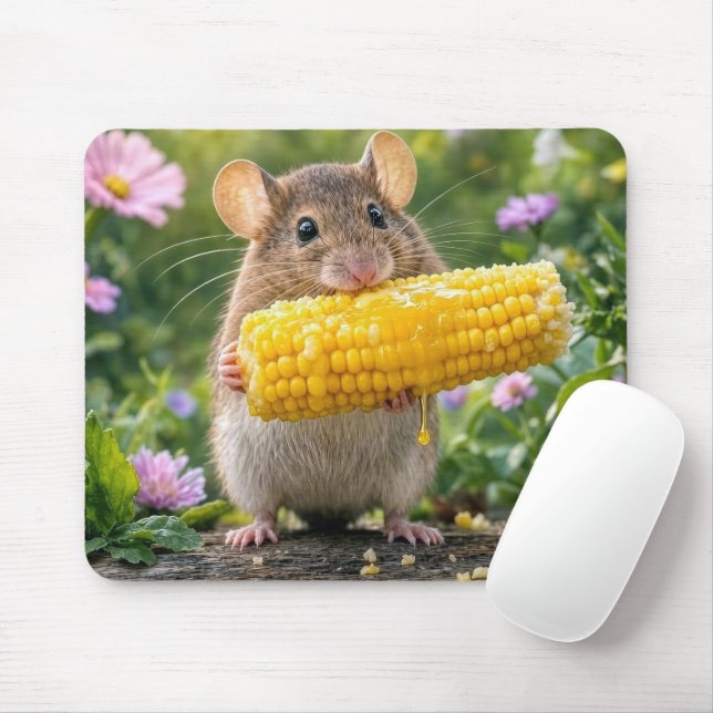 Mouse Eating Corn on the Cob Pad (With Mouse)