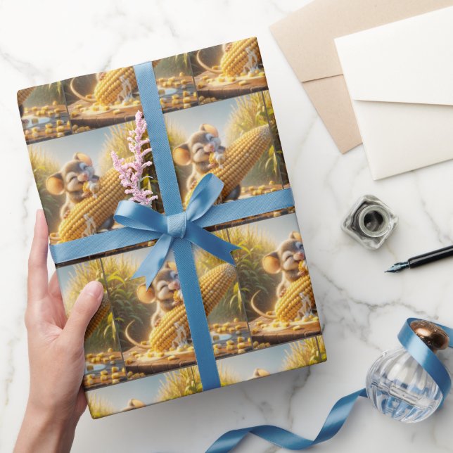 Mouse Eating Corn On The Cob Wrapping Paper (Gifting)