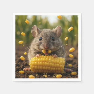Mouse Enjoying an Ear of Corn Napkin