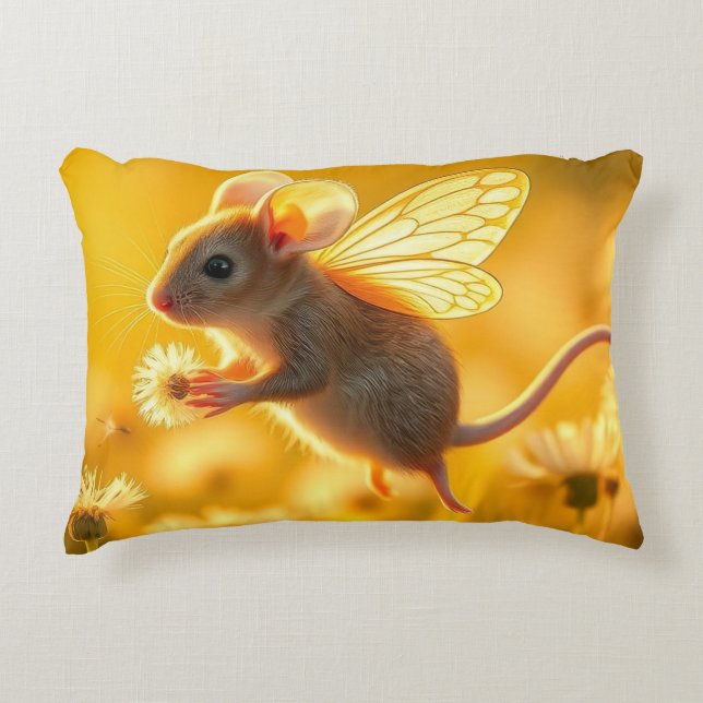 Mouse Fairy in the garden Decorative Cushion (Front)
