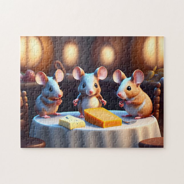 Mouse family at the dining table jigsaw puzzle (Horizontal)