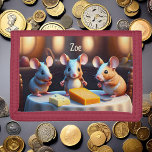 Mouse family at the dining table -  trifold wallet<br><div class="desc">This Pocket Folder features a cute mouse family at the dining table - lots of cheese,  lots of fun! Cute Pocket Folder for kids,  back to school gift,  and more. Personalizable! My idea generated with AI. Designed by AIbyMarion</div>