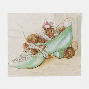 Mouse Family in a Shoe by Beatrix Potter Fleece Blanket