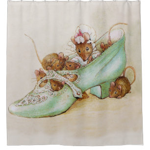 Mouse Family in a Shoe by Beatrix Potter Shower Curtain