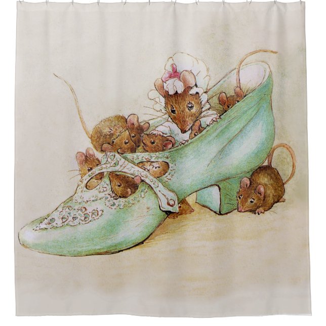 Mouse Family in a Shoe by Beatrix Potter Shower Curtain (Front)