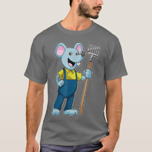 Mouse Farmer Rake Overalls  T-Shirt