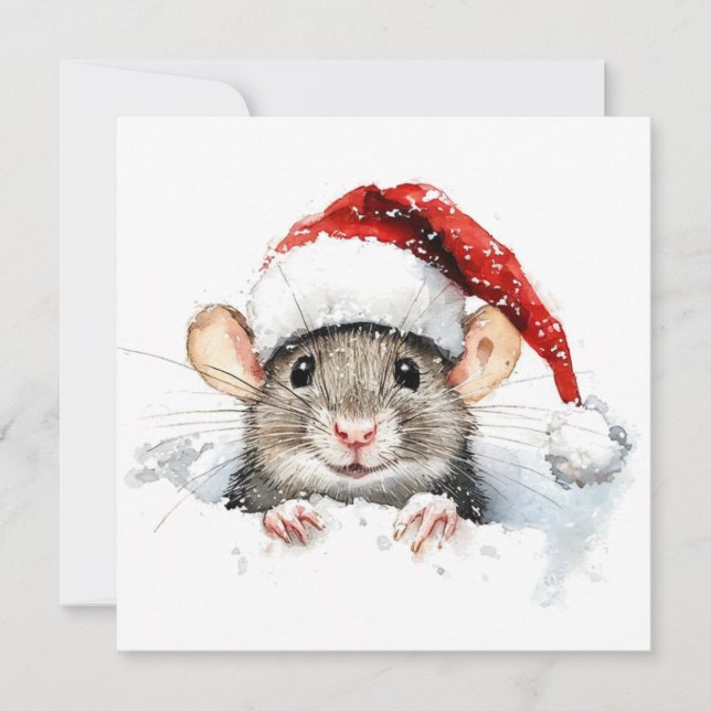 Mouse Flat Christmas Card (Front)