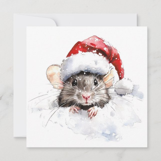 Mouse Flat Christmas Card (Front)
