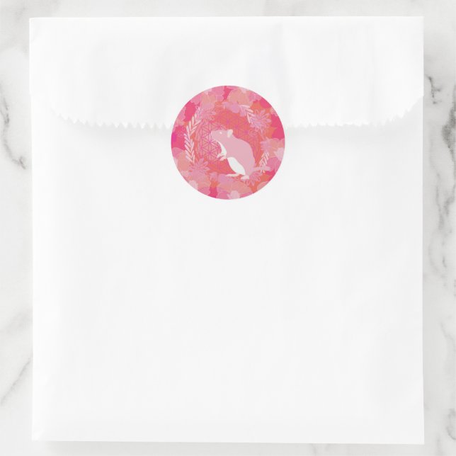 Mouse flower of life classic round sticker (Bag)