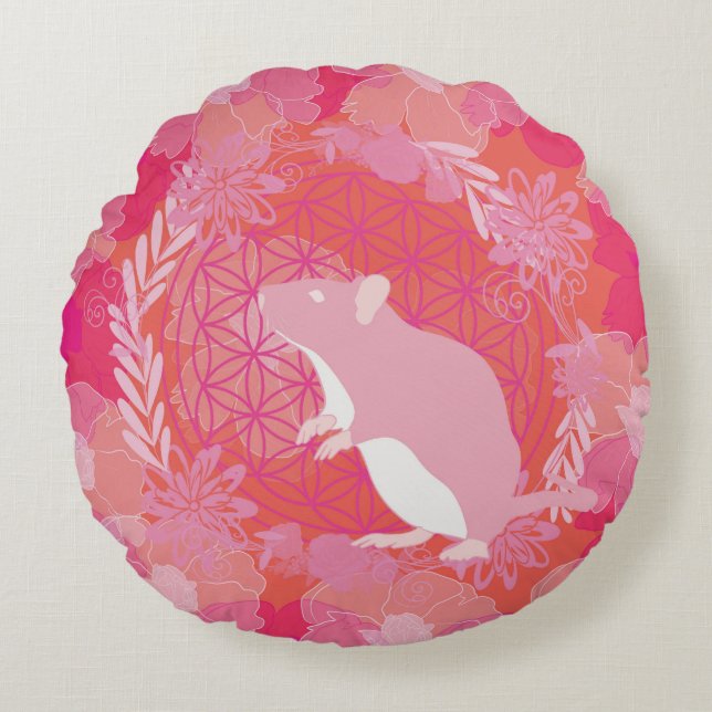 Mouse flower of life round cushion (Front)