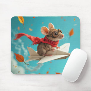 Mouse Flying a Paper Aeroplane Pad