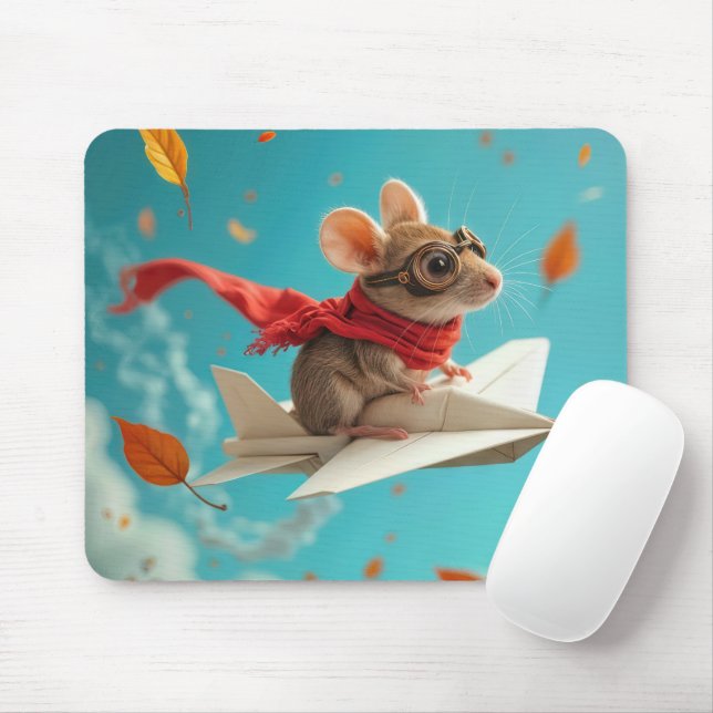 Mouse Flying a Paper Aeroplane Pad (With Mouse)