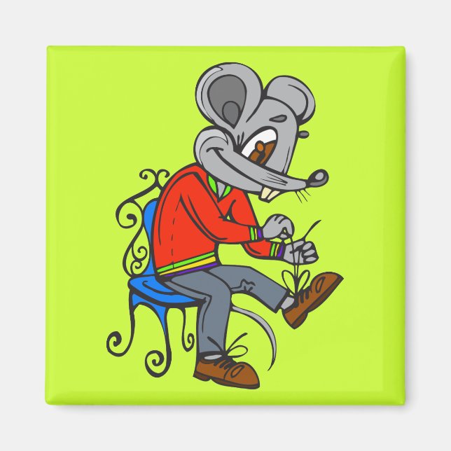 Mouse Getting Dressed Magnet (Front)
