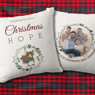 Mouse Grandparent Family Photo Christmas Wreath Cushion