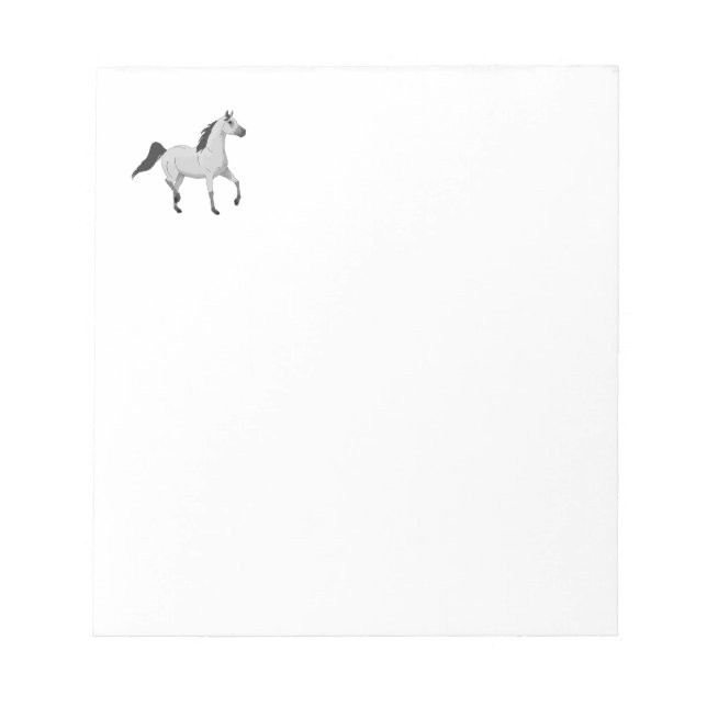Mouse Grey Arabian Horse Trotting and Prancing Notepad (Front)