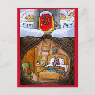 Mouse Hygge or Christmas Home for Holidays Postcard