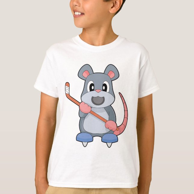 Mouse Ice hockey Ice hockey stick T-Shirt (Front)