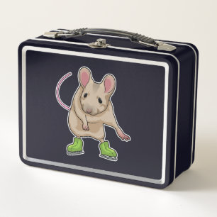 Mouse Ice skating Ice skates Metal Lunch Box