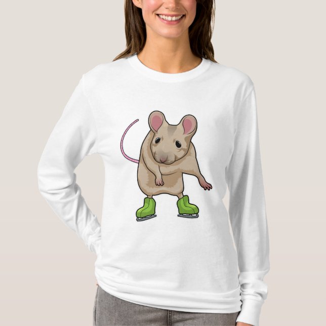 Mouse Ice skating Ice skates T-Shirt (Front)