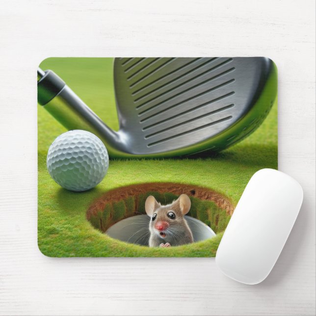 Mouse In a Golf Course Hole Pad (With Mouse)