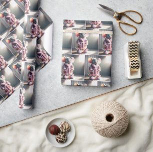 Mouse In a Pink Robe With Slippers Wrapping Paper
