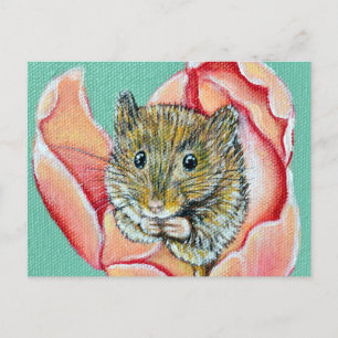Mouse in a Tulip Painting Postcard