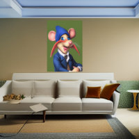 Mouse in blue jacket and beanie | AI Art Poster