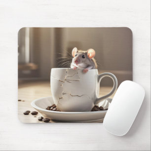 Mouse in Cracked Coffee Cup Pad