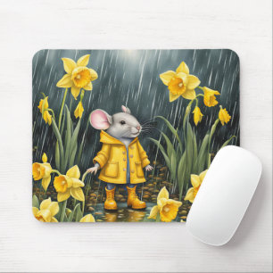 Mouse In Daffodils and Rain Pad