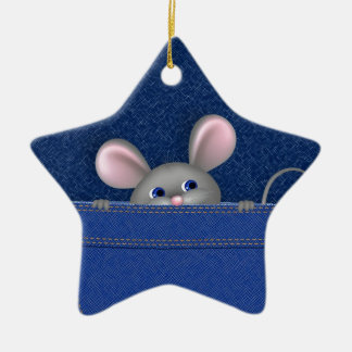 Mouse in Pocket Ceramic Tree Decoration