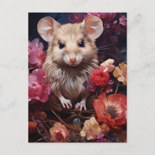 Mouse in the Flowers Postcard
