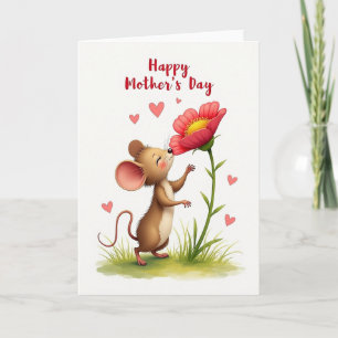 Mouse Loves Flower Mother Card