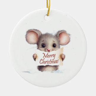 Mouse Merry Christmas Ceramic Tree Decoration