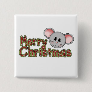 Mouse Merry Christmas Tshirts and gifts 15 Cm Square Badge