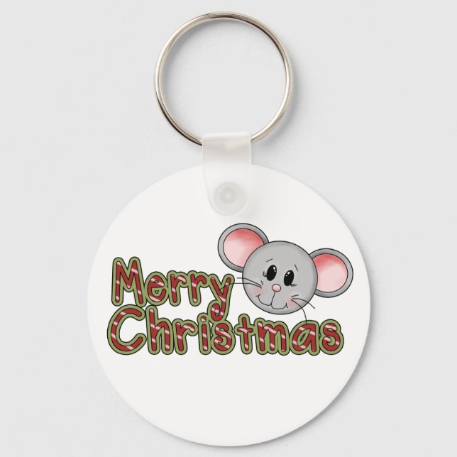 Mouse Merry Christmas Tshirts and gifts Key Ring (Front)