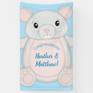Mouse Mice Baby Shower Blue Banner