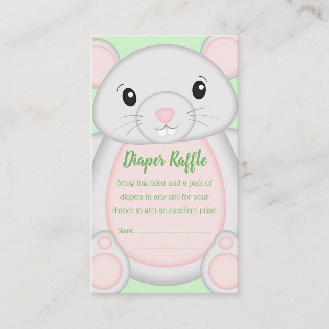 Mouse Mice Baby Shower Green  Enclosure Card (Front)
